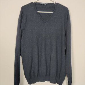 Splash Men's Sweater Size XL Navy Wool V Neck Business Casual Old Money Timeless